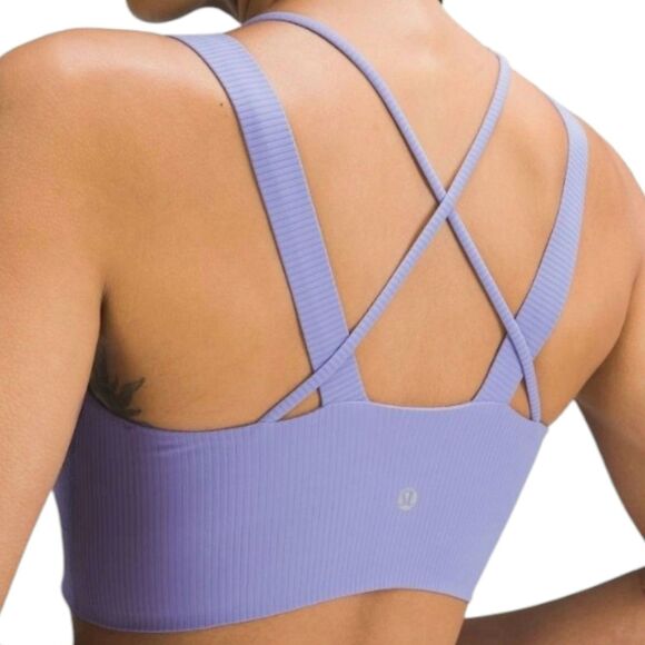Lululemon Ribbed Bra Womens 10/12 Lilac Like a Cloud Longline D/DD Cup Yoga - Picture 3 of 12